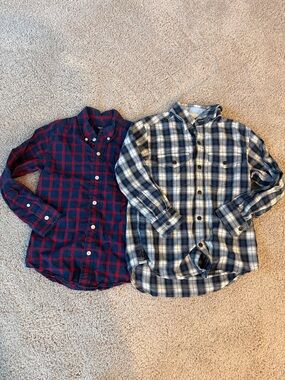 Gap Boys Plaid Button-Down Shirt - Red & Navy / Blue & White